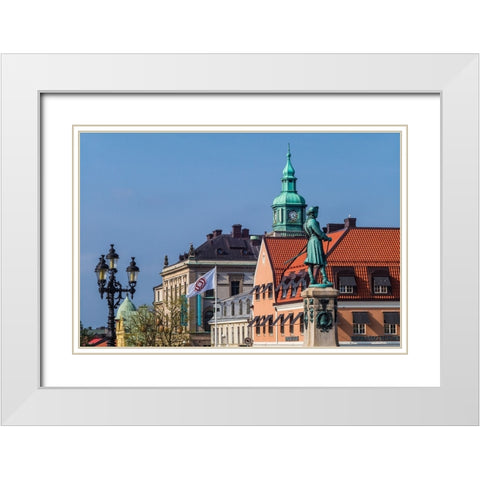 Southern Sweden-Karlskrona-Stortorget Square-town buildings White Modern Wood Framed Art Print with Double Matting by Bibikow, Walter