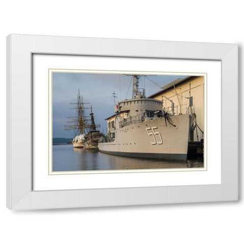 Southern Sweden-Karlskrona-Marinmuseum-marine museum-naval vessels White Modern Wood Framed Art Print with Double Matting by Bibikow, Walter