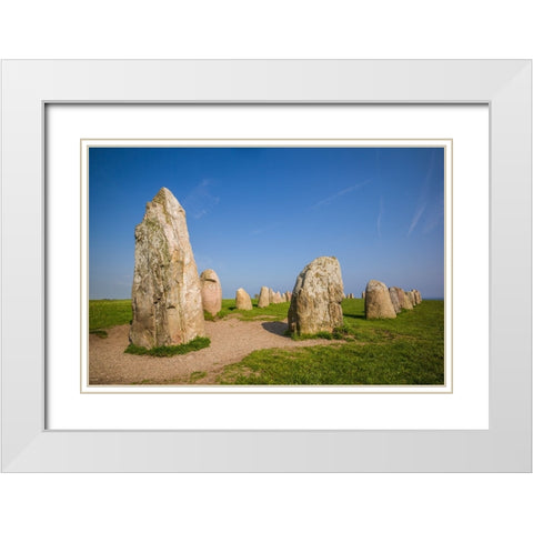 Southern Sweden-Kaseberga-Ales Stenar-Ales Stones-early peoples ritual site-600 AD White Modern Wood Framed Art Print with Double Matting by Bibikow, Walter