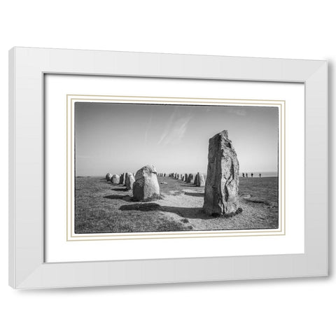 Southern Sweden-Kaseberga-Ales Stenar-Ales Stones-early peoples ritual site-600 AD White Modern Wood Framed Art Print with Double Matting by Bibikow, Walter
