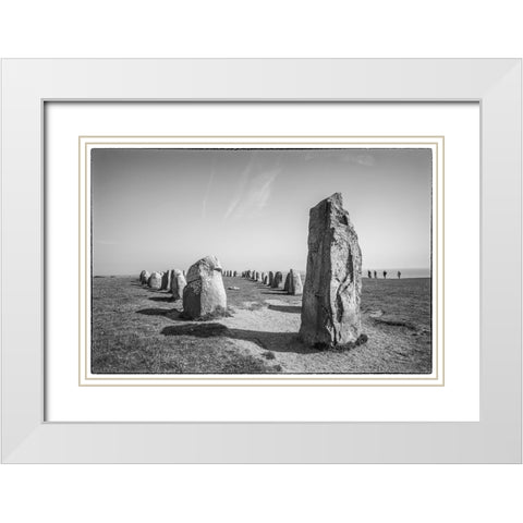 Southern Sweden-Kaseberga-Ales Stenar-Ales Stones-early peoples ritual site-600 AD White Modern Wood Framed Art Print with Double Matting by Bibikow, Walter
