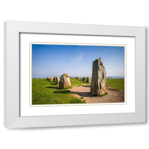 Southern Sweden-Kaseberga-Ales Stenar-Ales Stones-early peoples ritual site-600 AD White Modern Wood Framed Art Print with Double Matting by Bibikow, Walter