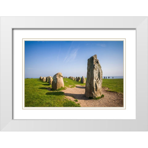 Southern Sweden-Kaseberga-Ales Stenar-Ales Stones-early peoples ritual site-600 AD White Modern Wood Framed Art Print with Double Matting by Bibikow, Walter