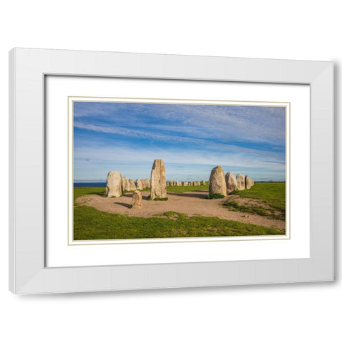 Southern Sweden-Kaseberga-Ales Stenar-Ales Stones-early peoples ritual site-600 AD White Modern Wood Framed Art Print with Double Matting by Bibikow, Walter