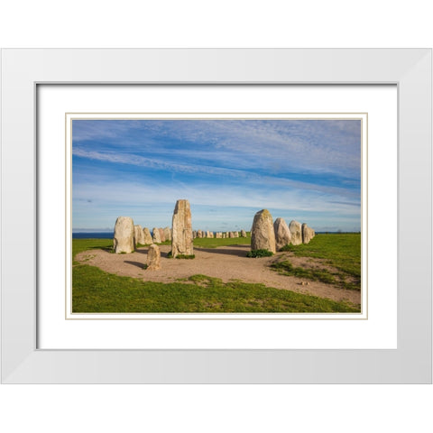 Southern Sweden-Kaseberga-Ales Stenar-Ales Stones-early peoples ritual site-600 AD White Modern Wood Framed Art Print with Double Matting by Bibikow, Walter