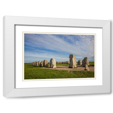 Southern Sweden-Kaseberga-Ales Stenar-Ales Stones-early peoples ritual site-600 AD White Modern Wood Framed Art Print with Double Matting by Bibikow, Walter