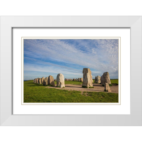 Southern Sweden-Kaseberga-Ales Stenar-Ales Stones-early peoples ritual site-600 AD White Modern Wood Framed Art Print with Double Matting by Bibikow, Walter