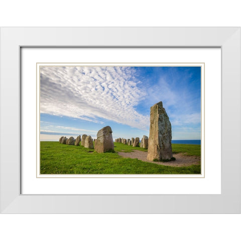 Southern Sweden-Kaseberga-Ales Stenar-Ales Stones-early peoples ritual site-600 AD White Modern Wood Framed Art Print with Double Matting by Bibikow, Walter