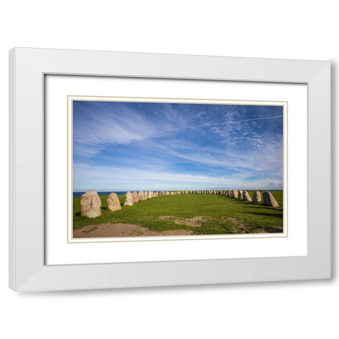 Southern Sweden-Kaseberga-Ales Stenar-Ales Stones-early peoples ritual site-600 AD White Modern Wood Framed Art Print with Double Matting by Bibikow, Walter