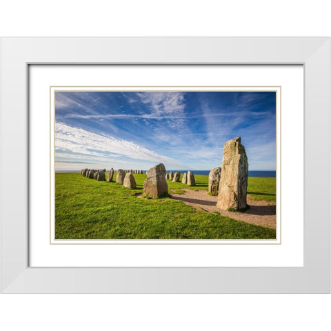 Southern Sweden-Kaseberga-Ales Stenar-Ales Stones-early peoples ritual site-600 AD White Modern Wood Framed Art Print with Double Matting by Bibikow, Walter