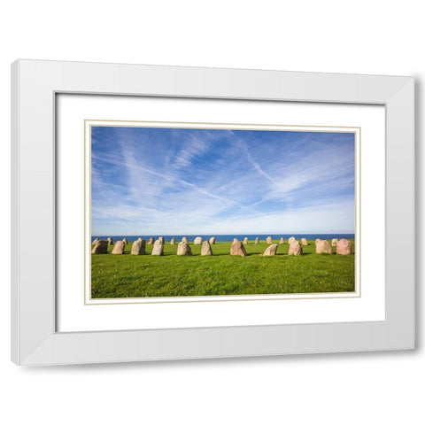 Southern Sweden-Kaseberga-Ales Stenar-Ales Stones-early peoples ritual site-600 AD White Modern Wood Framed Art Print with Double Matting by Bibikow, Walter
