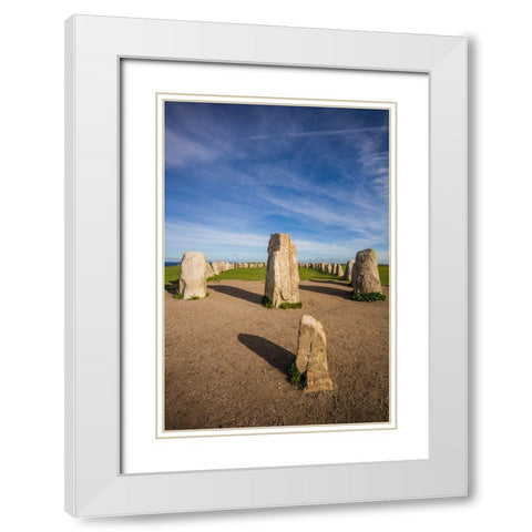 Southern Sweden-Kaseberga-Ales Stenar-Ales Stones-early peoples ritual site-600 AD White Modern Wood Framed Art Print with Double Matting by Bibikow, Walter