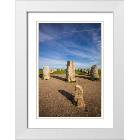 Southern Sweden-Kaseberga-Ales Stenar-Ales Stones-early peoples ritual site-600 AD White Modern Wood Framed Art Print with Double Matting by Bibikow, Walter