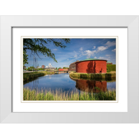 Sweden-Scania-Malmo-Malmohus Slott fortress-exterior White Modern Wood Framed Art Print with Double Matting by Bibikow, Walter
