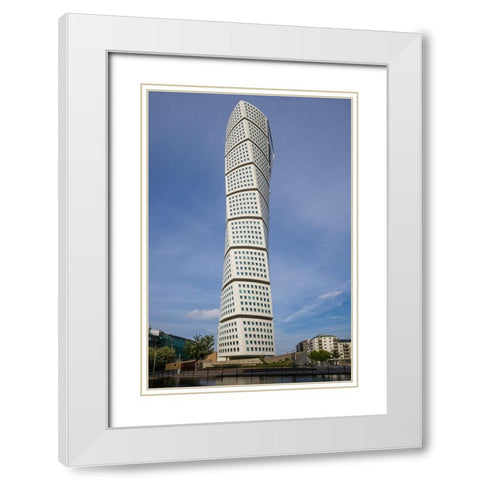 Sweden-Scania-Malmo-Turning Torso building-designed by architect Santiago Calatrava-2005 White Modern Wood Framed Art Print with Double Matting by Bibikow, Walter