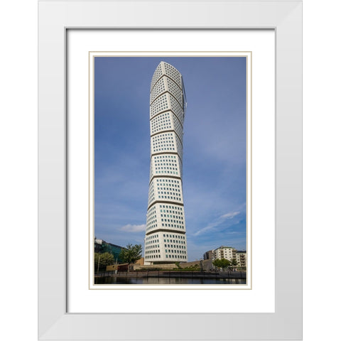 Sweden-Scania-Malmo-Turning Torso building-designed by architect Santiago Calatrava-2005 White Modern Wood Framed Art Print with Double Matting by Bibikow, Walter