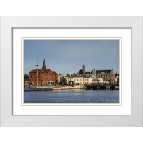 Sweden-Scania-Malmo-Inre Hamnen inner harbor White Modern Wood Framed Art Print with Double Matting by Bibikow, Walter