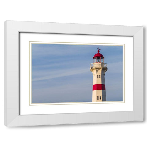 Sweden-Scania-Malmo-Inre Hamnen inner harbor-lighthouse White Modern Wood Framed Art Print with Double Matting by Bibikow, Walter