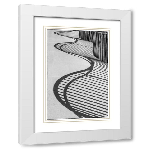 Sweden-Scania-Malmo-Rorsjokanalen canal bridge-shadow pattern White Modern Wood Framed Art Print with Double Matting by Bibikow, Walter