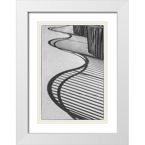 Sweden-Scania-Malmo-Rorsjokanalen canal bridge-shadow pattern White Modern Wood Framed Art Print with Double Matting by Bibikow, Walter