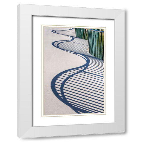Sweden-Scania-Malmo-Rorsjokanalen canal bridge-shadow pattern White Modern Wood Framed Art Print with Double Matting by Bibikow, Walter