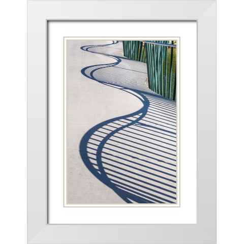 Sweden-Scania-Malmo-Rorsjokanalen canal bridge-shadow pattern White Modern Wood Framed Art Print with Double Matting by Bibikow, Walter