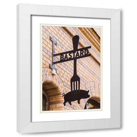 Sweden-Scania-Malmo-Lilla Torg square area-sign for the Bastard Restaurant White Modern Wood Framed Art Print with Double Matting by Bibikow, Walter