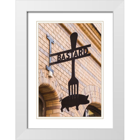 Sweden-Scania-Malmo-Lilla Torg square area-sign for the Bastard Restaurant White Modern Wood Framed Art Print with Double Matting by Bibikow, Walter