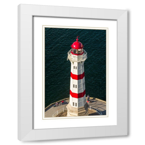 Sweden-Scania-Malmo-Inre Hamnen inner harbor-lighthouse-high angle view White Modern Wood Framed Art Print with Double Matting by Bibikow, Walter