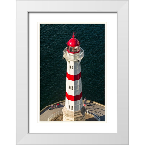 Sweden-Scania-Malmo-Inre Hamnen inner harbor-lighthouse-high angle view White Modern Wood Framed Art Print with Double Matting by Bibikow, Walter