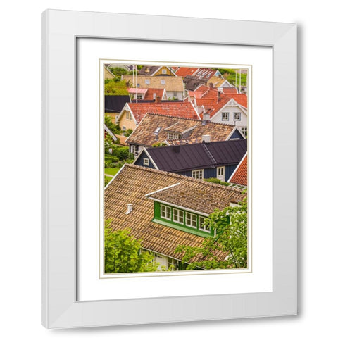 Sweden-Scania-Arild-high angle village view White Modern Wood Framed Art Print with Double Matting by Bibikow, Walter