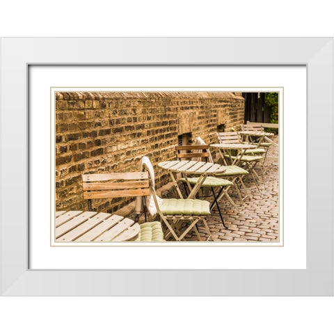 Sweden-Vastragotland and Bohuslan-Gothenburg-Haga neighborhood-outdoor cafe White Modern Wood Framed Art Print with Double Matting by Bibikow, Walter
