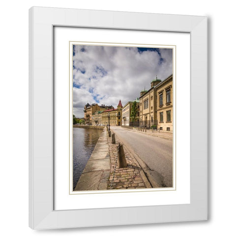 Sweden-Vastragotland and Bohuslan-Gothenburg-Stora Nygatan street White Modern Wood Framed Art Print with Double Matting by Bibikow, Walter