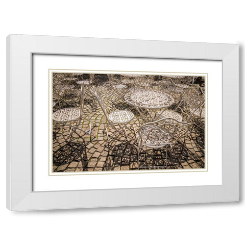 Sweden-Vastragotland and Bohuslan-Gothenburg-outdoor table and chairs White Modern Wood Framed Art Print with Double Matting by Bibikow, Walter