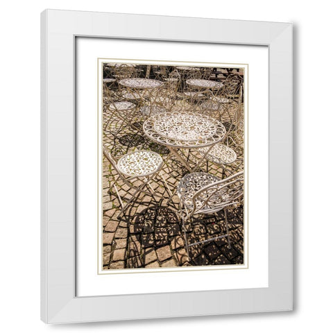Sweden-Vastragotland and Bohuslan-Gothenburg-outdoor table and chairs White Modern Wood Framed Art Print with Double Matting by Bibikow, Walter