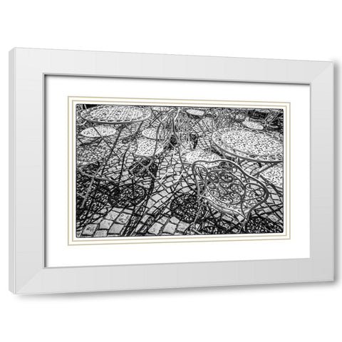 Sweden-Vastragotland and Bohuslan-Gothenburg-outdoor table and chairs White Modern Wood Framed Art Print with Double Matting by Bibikow, Walter