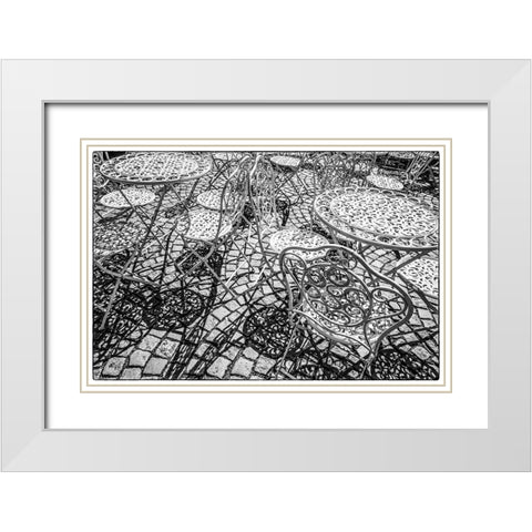 Sweden-Vastragotland and Bohuslan-Gothenburg-outdoor table and chairs White Modern Wood Framed Art Print with Double Matting by Bibikow, Walter