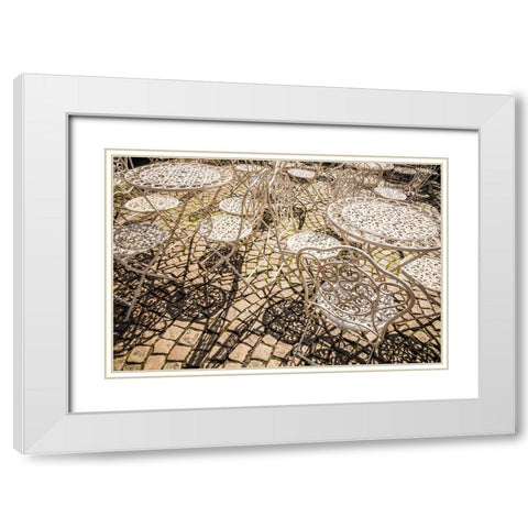Sweden-Vastragotland and Bohuslan-Gothenburg-outdoor table and chairs White Modern Wood Framed Art Print with Double Matting by Bibikow, Walter