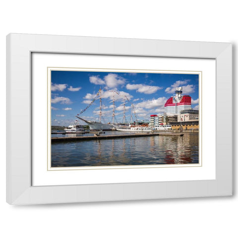 Sweden-Vastragotland and Bohuslan-Gothenburg-Goteborgs-Utkiken building-nicknamed The Lipstick White Modern Wood Framed Art Print with Double Matting by Bibikow, Walter