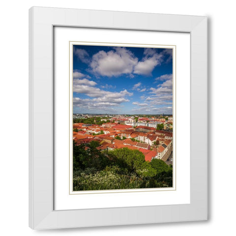 Sweden-Vastragotland and Bohuslan-Gothenburg-high angle city view from the Skansparken-late afterno White Modern Wood Framed Art Print with Double Matting by Bibikow, Walter
