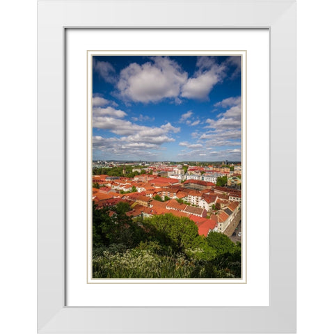 Sweden-Vastragotland and Bohuslan-Gothenburg-high angle city view from the Skansparken-late afterno White Modern Wood Framed Art Print with Double Matting by Bibikow, Walter