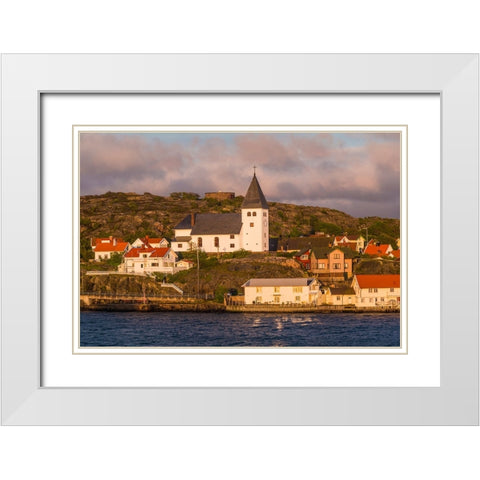 Sweden-Bohuslan-Tjorn Island-Skarhamn-Skarhamns church-late afternoon White Modern Wood Framed Art Print with Double Matting by Bibikow, Walter