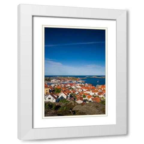 Sweden-Bohuslan-Tjorn Island-Skarhamn-town view-dawn White Modern Wood Framed Art Print with Double Matting by Bibikow, Walter