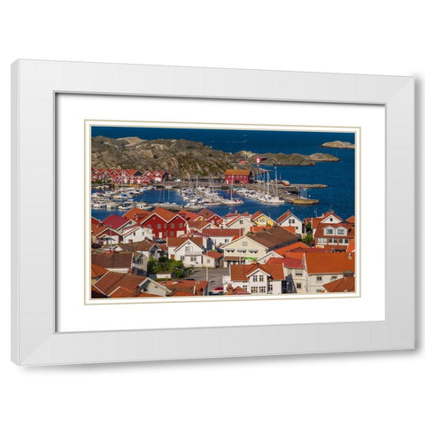 Sweden-Bohuslan-Tjorn Island-Skarhamn-town view-dawn White Modern Wood Framed Art Print with Double Matting by Bibikow, Walter