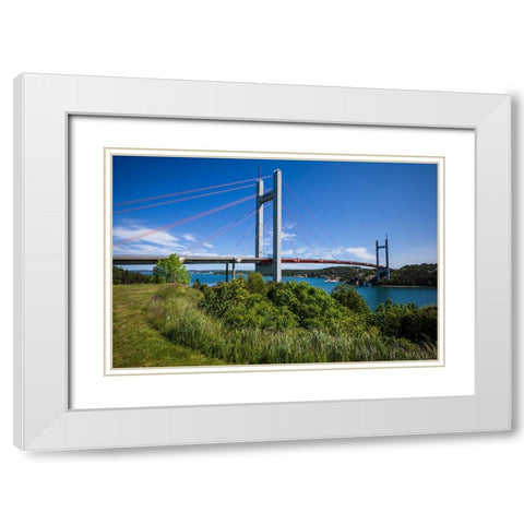 Sweden-Bohuslan-Tjorn Island-Stenungsund-Tjornbron bridge-links the mainland to Tjorn Island White Modern Wood Framed Art Print with Double Matting by Bibikow, Walter