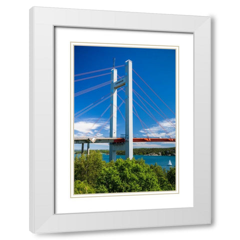 Sweden-Bohuslan-Tjorn Island-Stenungsund-Tjornbron bridge-links the mainland to Tjorn Island White Modern Wood Framed Art Print with Double Matting by Bibikow, Walter