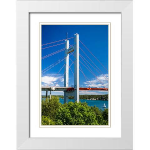 Sweden-Bohuslan-Tjorn Island-Stenungsund-Tjornbron bridge-links the mainland to Tjorn Island White Modern Wood Framed Art Print with Double Matting by Bibikow, Walter