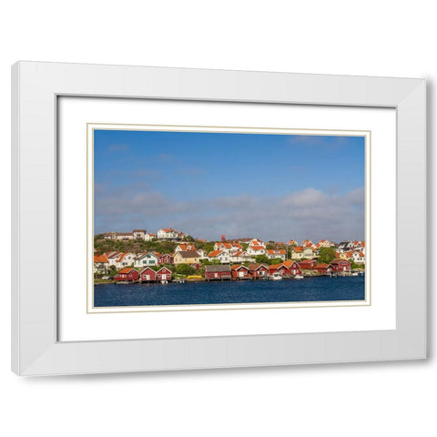 Sweden-Bohuslan-Hovenaset-coastal village view White Modern Wood Framed Art Print with Double Matting by Bibikow, Walter