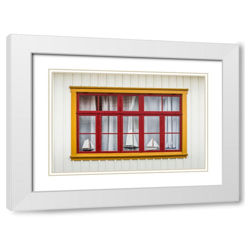 Sweden-Bohuslan-Fjallbacka-village house detail White Modern Wood Framed Art Print with Double Matting by Bibikow, Walter
