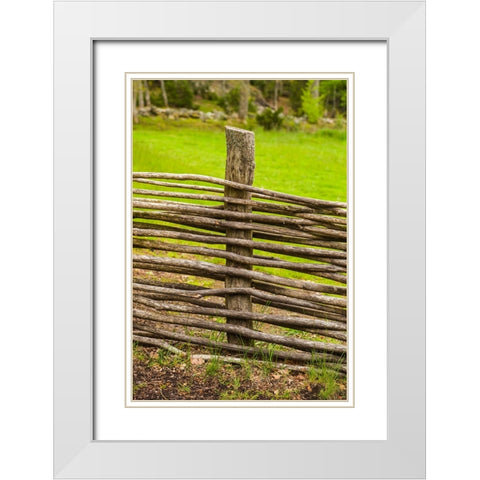 Sweden-Bohuslan-Tanumshede-traditional architecture-wood fence White Modern Wood Framed Art Print with Double Matting by Bibikow, Walter